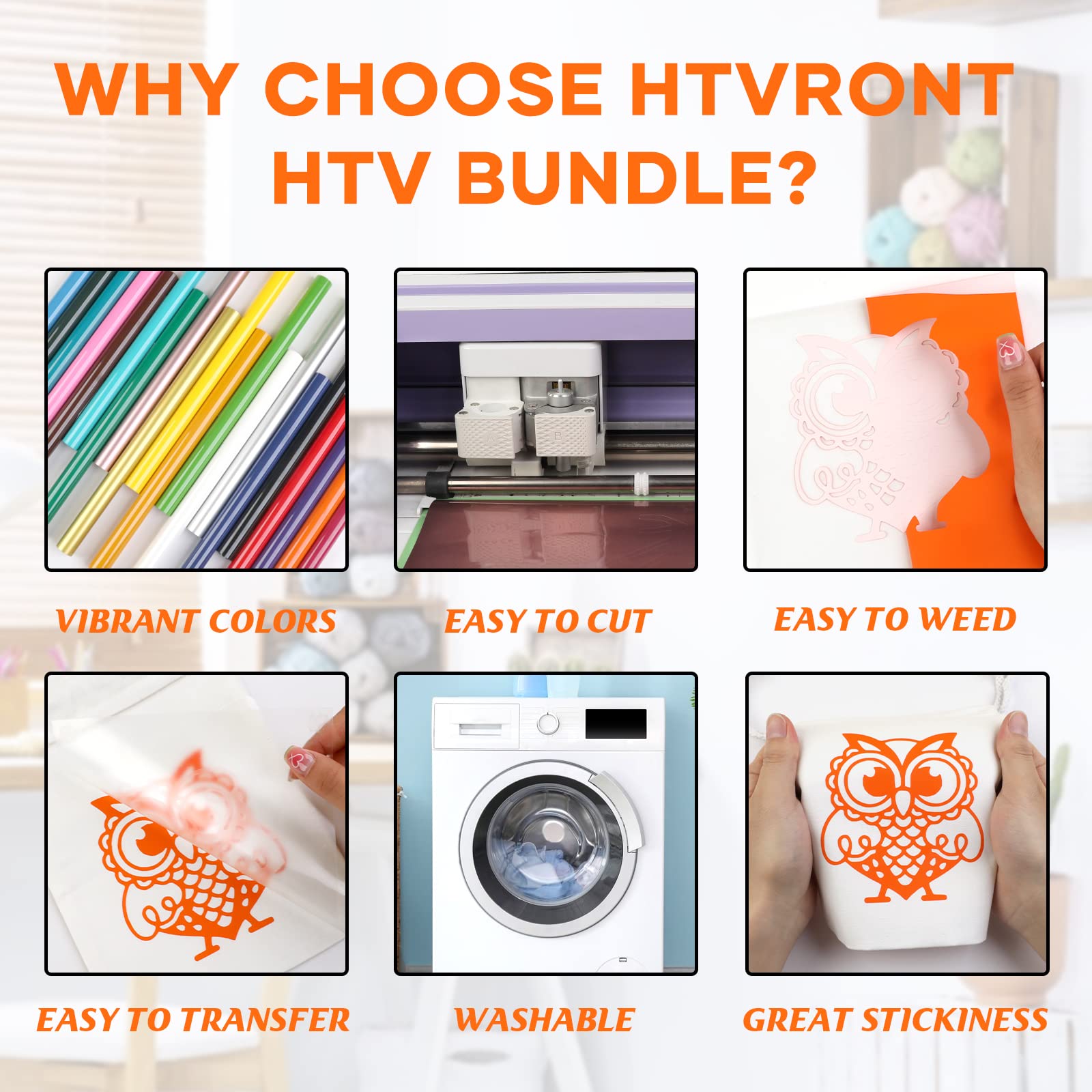 HTVRONT HTV Heat Transfer Vinyl Bundle - 20 Pack 12'' x 3FT Iron on Vinyl for All Cutting Machine, Easy to Use Heat Transfer Vinyl for T Shirts, HTV Vinyl Bundle with 20 Assorted Colors - Image 6