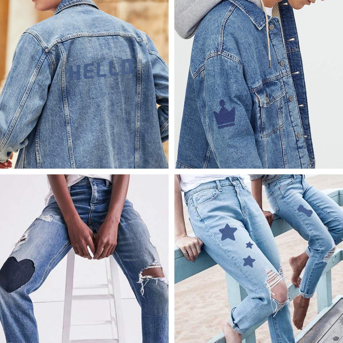 HTVRONT Iron on Patches for Clothes - 20 Pack Iron on Patches for Inside & Outside Jeans 3" by 4-1/4", Cotton Denim Patches with Strongest Glue for Clothing Repair and Decoration (4 Color) - Image 4