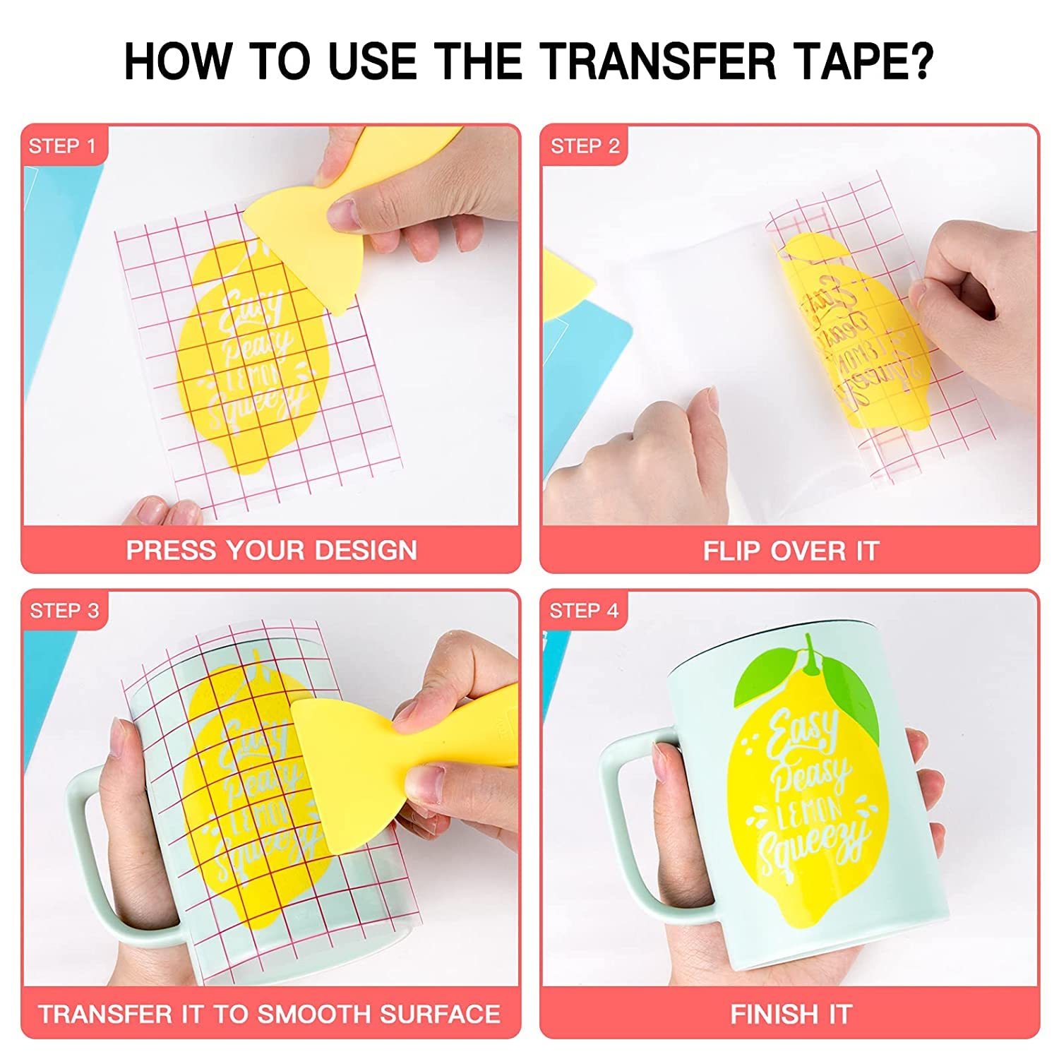 HTVRONT Transfer Tape for Vinyl - 12" X 120 ft w/Red Alignment Grid Transfer Paper for Adhesive Vinyl, Silhouette Cameo Vinyl Transfer Tape for Vinyl for Decals,Signs, Windows, Stickers - Image 4